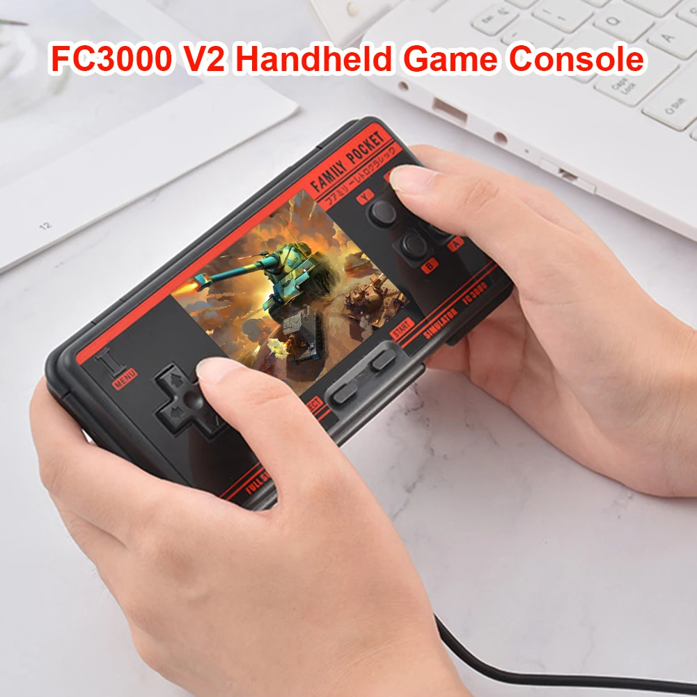 FC3000 V2 Klassiske Håndholdte spillekonsol 16G Bygget i 5000 Spil 10 Simulator Portable AV-Udgang Understøtter NTSC-Format Gaming