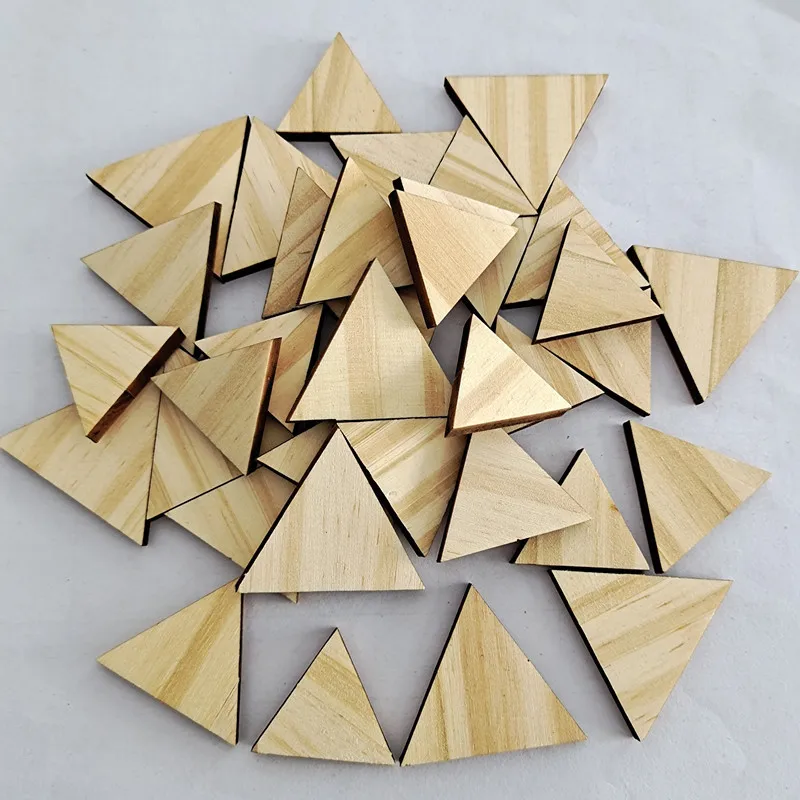 Naturlige tom wood chips håndlavet diy håndværk hjem dekoration femtakket stjerne/trekant/firkant/sekskant stil træ chips