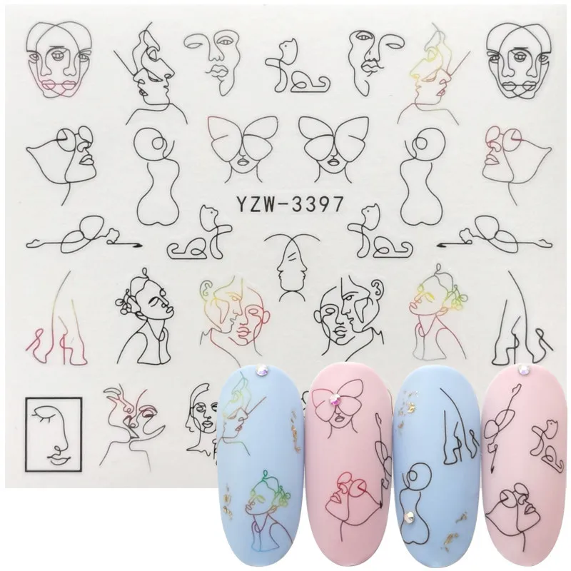 Søm Vand Mærkat DIY Sort Abstrakt Billede Sexet Pige Nail Art Papir Dekoration Manicure Tatoveringer, Kreative Designs Vandmærke
