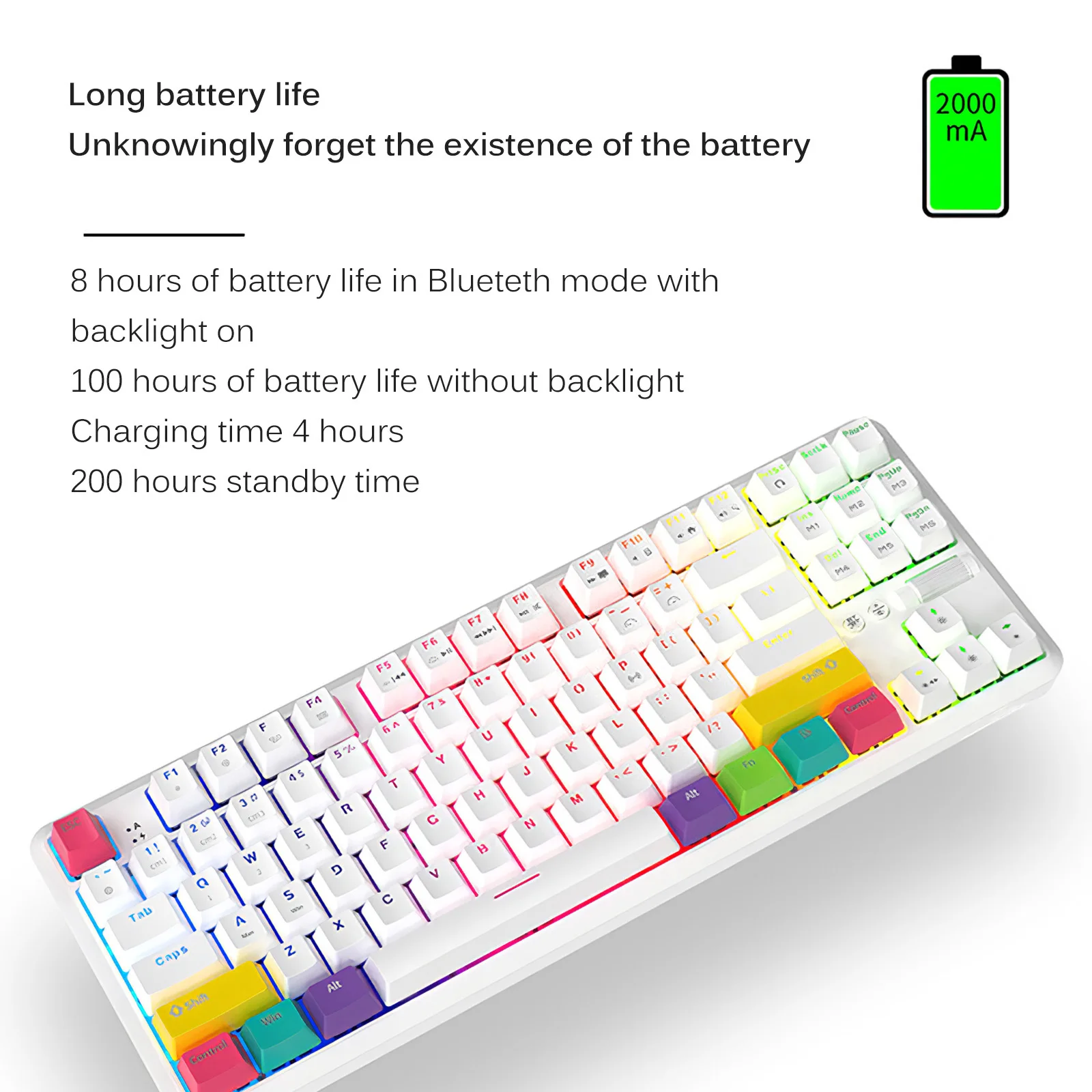 Indbygget 2000mah Justerbar Lys Lysstyrke Praktisk Foldbar Fødder Praktisk Mekanisk Tastatur RGB-Baggrundsbelysning Til Gamer
