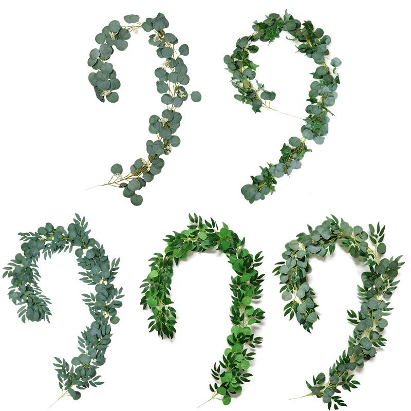 LuanQI Kunstige Eucalyptus Grøn Krans Blade Tilbehør Falske Rattan Planter Ivy Krans Have, Væg Til Bryllup Part Indretning
