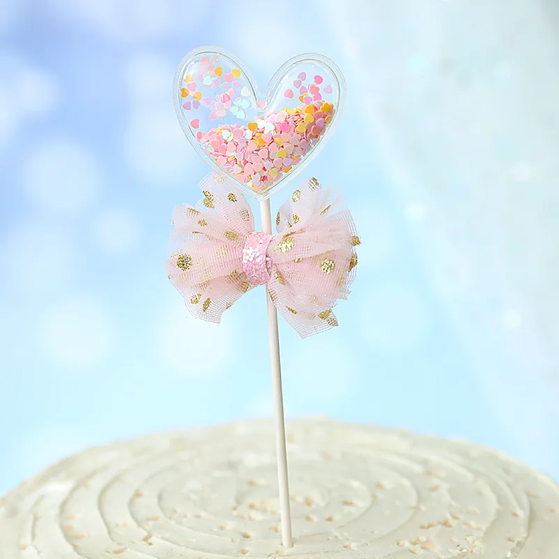 Pink Elsker Happy Birthday Cake Topper Crown Fe PVC Bryllup Cupcake Topper til Bryllup Piger Fødselsdag Kage Dekorationer