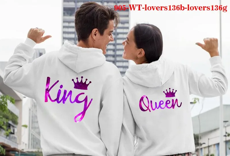 Harajuku Hoodie Konge Dronning Elsker Hættetrøjer Kvinde Harajuku Koreansk Tøj Hvide Sweatshirts Kvinde, Fleece Hættetrøjer Homme Streetwear