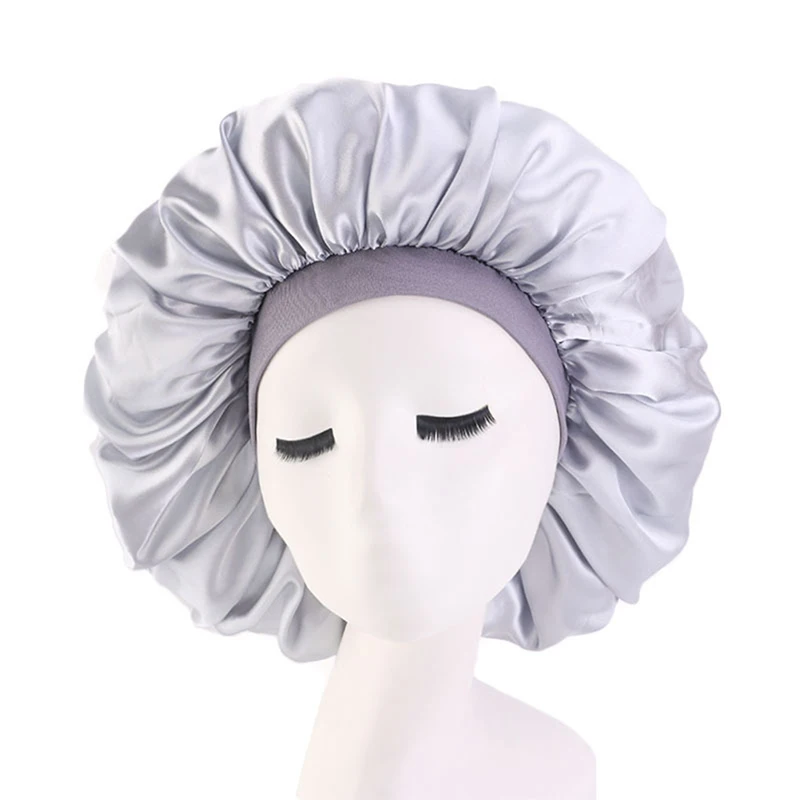 Ekstra Store Satin Silke Bonnet Sove Cap med Premium-Elastik For Kvinder Solid Farve Wrap dit Hoved Skygget Godnatdrink Nat Hat 1X