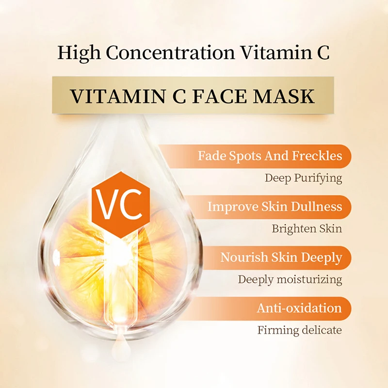 Vitamin C Facial Mouriturizing Maske Dybt Nærende Forbedre Tør Hud Til At Reducere Pletter Selv Huden Tone Ansigtspleje Silke Facial Patches