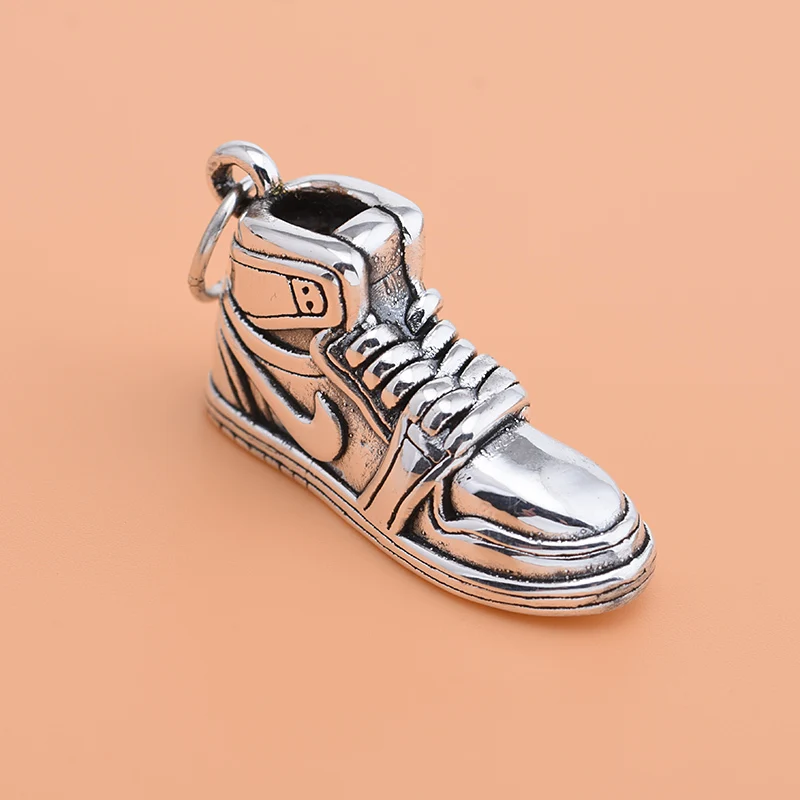 S999 sterling Silver 3D hårdt sølv tilbehør, tre-dimensionelle sko vedhæng, sports sko smykkevedhæng, halskæde vedhæng
