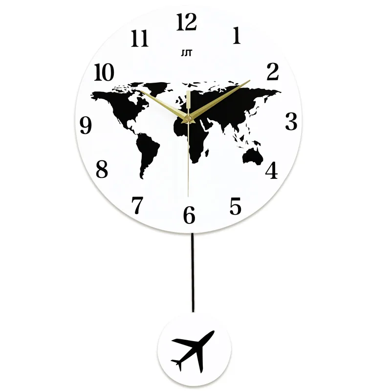 Verdenskort wall clock stue ur på moderne minimalistisk ur Nordiske væg ur husstand mute