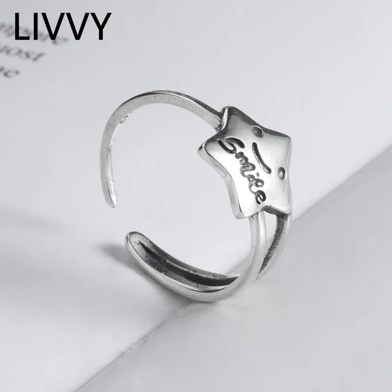 LIVVY Sølv Farve Romantisk Stjerne Ringe Til Kvinder, der Elsker Bryllup Ring Sterling Sølv Smykker 2021 Tendens