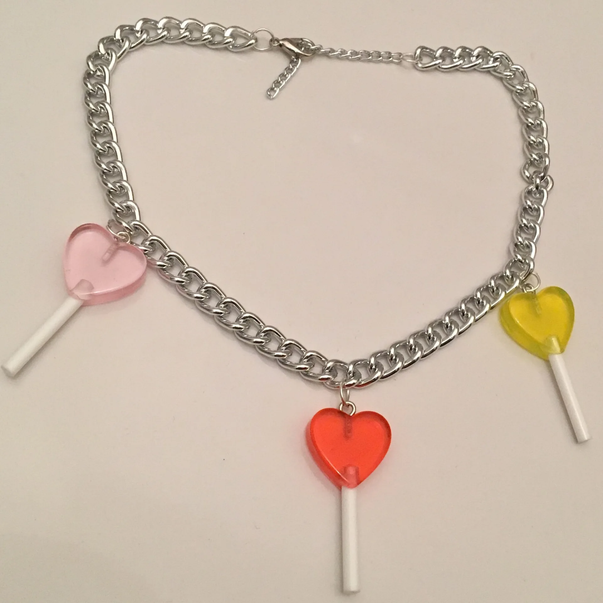 Nye Harajuku Rustfrit Stål Kæde Farverige Lollipop choker halskæde til kvinder, Piger Søde vedhæng statement halskæde smykker