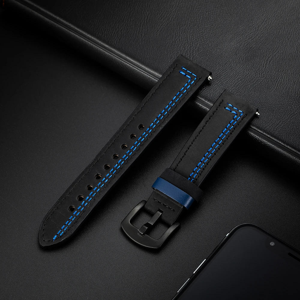 Ægte Læder Rem Til Huawei Ur GT 2 20mm 22mm Urrem Smartwatch Band Til Samsung Galaxy Se Aktiv 2 Belt Armbånd
