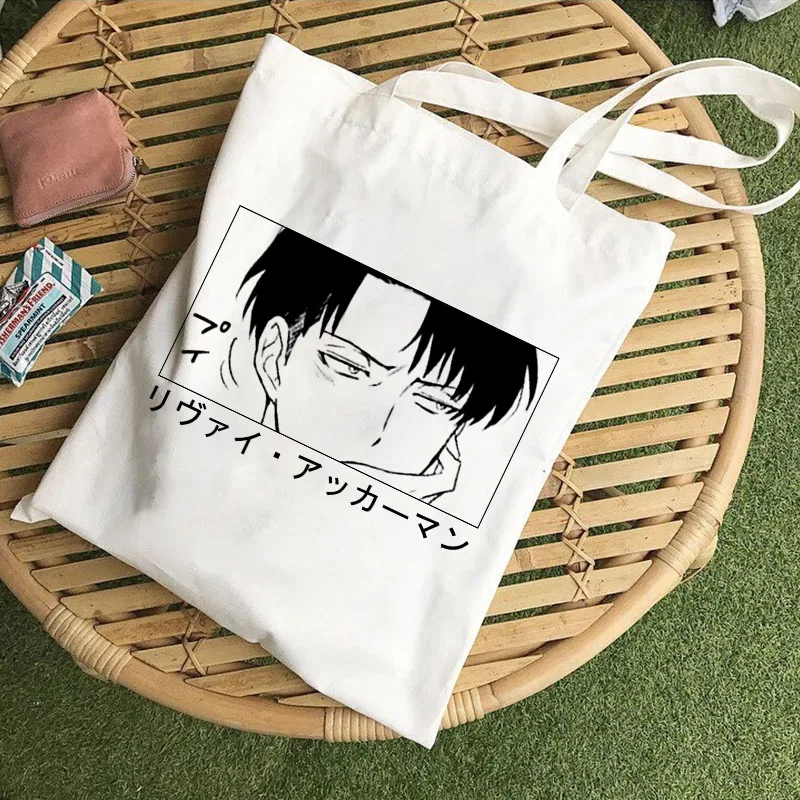 Japansk Animationsfilm Levi Angreb På Titan Tote Taske Shopper Tasker Shingeki Ingen Kyojin Shopping Taske Skulder Bag Canvas Håndtaske Genanvendelige