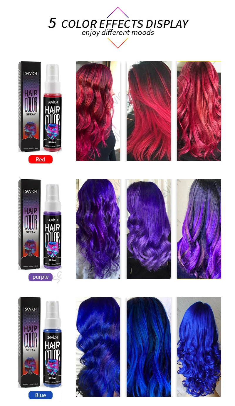 Ny 5-Farve Flydende Hair Spray Unisex Part Cosplay Bruge Midlertidig hårfarve Farve Tonet Varig Sikkerhed Hår Styling Kunst TSLM1