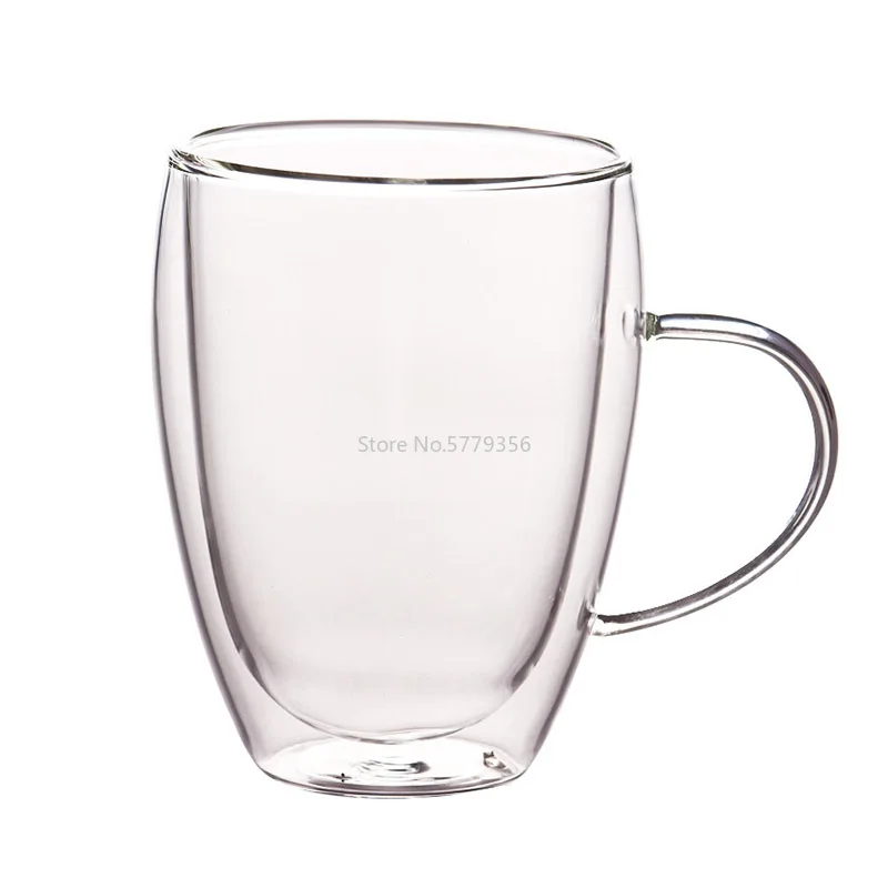 100-400ml Dobbelt-lag varmeandig Transparent Glas, Kop Kontor Og Te Whisky, Vin, Krus Med Håndtag Drinkware