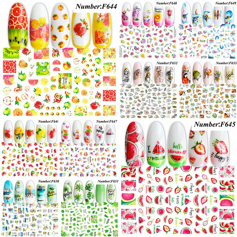 2021 Forår, Sommer Frugter Skydere Negle Vandmelon/Jordbær/Orange 3D Negle Sticker Decals Nyt Design, Dekoration Folie Tips