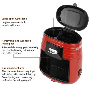 0,25 L 450W fuldautomatisk Kaffemaskine Med Dobbelt Cup Drop Kaffemaskine Te Bærbare Og Kaffefaciliteter Mp