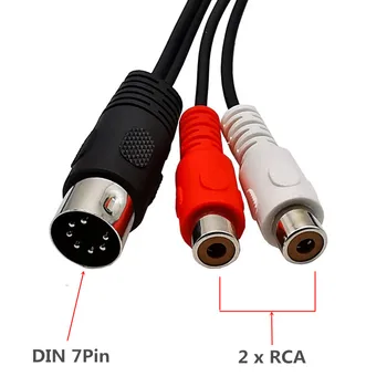 0,5 m 1m 1,5 m MIDI-Kabel 7-Polet DIN han til 2 Dual RCA hun Stik Audio-Kabel 7pin til 2 x RCA