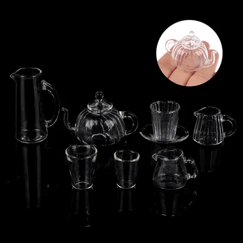 1/12 Dukkehus Miniature Køkken Indretning Glas Glas Vand Kettle Tekande Model Legetøj Til Dukkehus Nye Decals