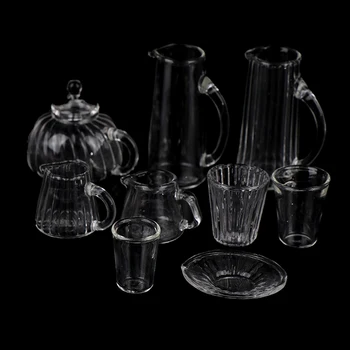 1/12 Dukkehus Miniature Køkken Indretning Glas Glas Vand Kettle Tekande Model Legetøj Til Dukkehus Nye Decals