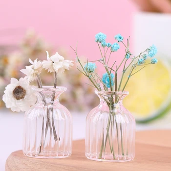 1/12 Dukkehus Miniature Tilbehør Mini Flower Model Med Glas Flaske Simulering Vase Legetøj Dukke Hus Dekoration