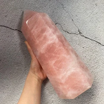 1,2 kg Naturlige Pink Rose Quartz Krystal Obelisk Wand Punkt Healing Prøve