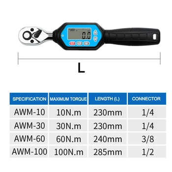 1/2inch 5.0~100N.m Mini Digital Momentnøgle Elektroniske Momentnøgle Cykel Reparation Værktøj Multifunktion håndværktøj
