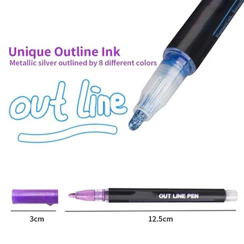 1/8/12 Skitsere Metallisk Markører Penne Dobbelt Linje Shimmer Maling Pens For Kids Voksne TEGNING Kunst Signatur Farve Tidende
