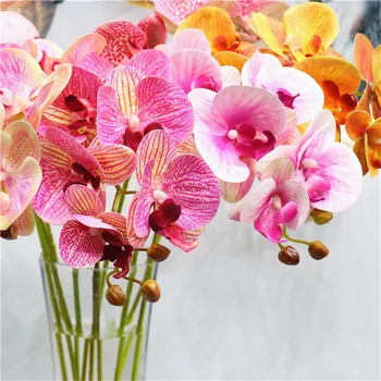 1 Bundt Tørrede Blomster, 6 Hoveder Kunstige Blomster Plast Sommerfugl Orchid Bryllup Dekoration Falske Blomster Desktop Home Decor