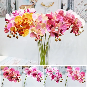 1 Bundt Tørrede Blomster, 6 Hoveder Kunstige Blomster Plast Sommerfugl Orchid Bryllup Dekoration Falske Blomster Desktop Home Decor