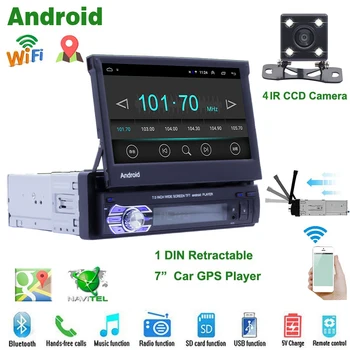 1 Din Android 8.1 Bil-Radio, MP3-Afspiller, GPS-Navigation Udtrækkelig Skærm, Bluetooth, bakkamera Car Multimedia-Afspiller