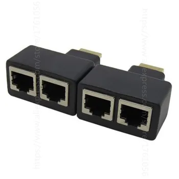 1 Par HDMI-kompatibel Dobbelt RJ45 CAT5E UTP CAT6 LAN Ethernet HDTV Extender Repeater Adapter For 1080P HDTV HDPC PS3 STB