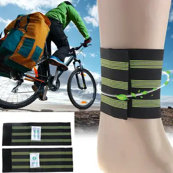 1 Par Vandtæt stof Cykel Elastisk Sikkerhed Reflekterende Rem Bukser, Ben, Ankel, Håndled elastiske Bukser Binde Grønt Lys