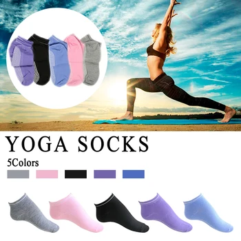 1 Par Yoga-Sokker Anti-Slip Silikone Fitness Pilates, Ballet Og Sokker Fitness Sport Sokker Kvinder Bomuld Åndbar Fitness Sport Sokker
