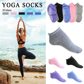 1 Par Yoga-Sokker Anti-Slip Silikone Fitness Pilates, Ballet Og Sokker Fitness Sport Sokker Kvinder Bomuld Åndbar Fitness Sport Sokker