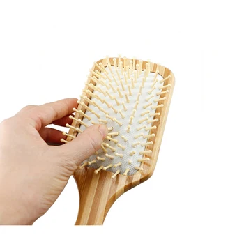 1 Stk Fashion Hair Care Anti-hårtab Massageapparat Simpel Massage Kam af Træ, Bambus Salon Styling Børste Til Kvinder Og Mænd