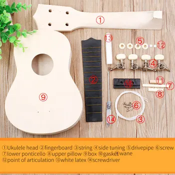 1 Sæt DIY Ukulele Materiale Kit DIY Ukulele Montage Kit Kreative DIY Farve Maleri Musical Instrument Kit til Hjemme-N