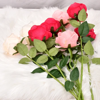 1 filial 50cm Kunstig Rose Blomst Til Bryllup, boligindretning Falske Blomster DIY Mors Dag væggen hængende indretning rød rose