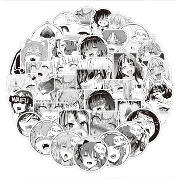 10/30/50STK Sort og Hvid Farve, To-dimensionelle Sexet Cute Anime Pige Graffiti Mærkat Hjelm Hånd Konto Dekoration Engros