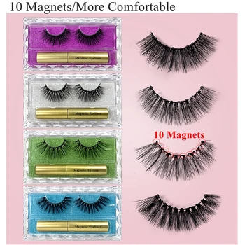 10 Magneter og Magnetiske Vipper og Eyeliner Magnetiske kit Sæt,Naturlige Genanvendelige Cils Magnetique Vandtæt langvarige,pestañas magneticas