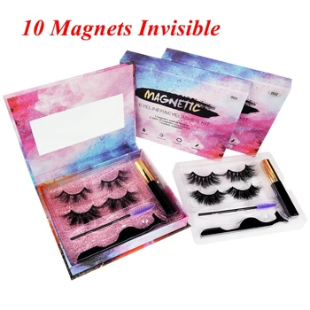 10 Magneter og Magnetiske Vipper og Eyeliner Magnetiske kit Sæt,Naturlige Genanvendelige Cils Magnetique Vandtæt langvarige,pestañas magneticas