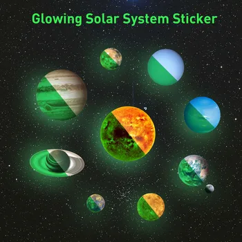 10 PC Solar system glød mærkat Fluorescerende Wall Sticker Soveværelse Loft Kabinet Glød I Mørke Home Decor 50N