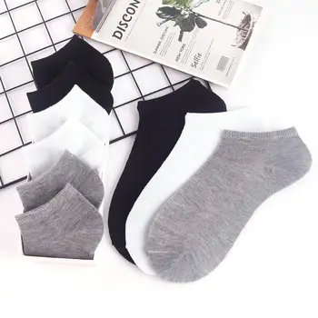 10 Par Kvinder Sokker Åndbar Sports sokker Solid Farve Båd sokker Behageligt Bomuld Ankel Sokker Hvid Sort