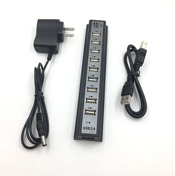 10 Ports USB-Hub, Multi USB-Splitter EU/US Stik Multifunktions-Power Adapter Flere Expander 2.0 USB Hub Med Kabel Til PC