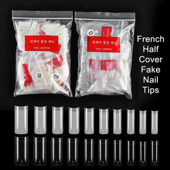 100/500PCS Hvid Klare Naturlige-Pladsen Falske Negle Halvdelen Dække Akryl Lange franske Falske Negle Tips Udvidelse Falske Tip Manicure Værktøj