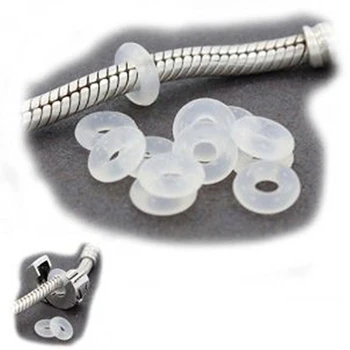 100Pcs Silikone Gummi Propper Ring med Perle-Charms-Armbånd-Kompatibel til Brug Alene eller med Clip-Låse Spacer Charm Perler
