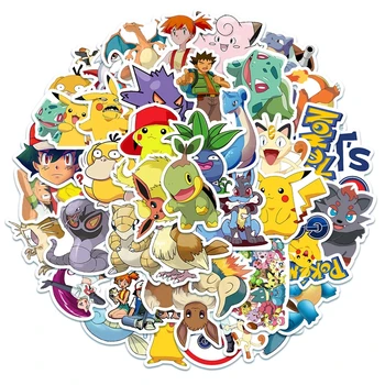 100Pcs TAKARA TOMY Pokemon Klistermærker Skateboard Guitar, Laptop Bagage Hjelm Anime Tegnefilm Pikachu Vandtæt Mærkat Kids Legetøj