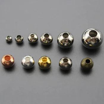 100pcs 2 3 4 5 6 8 10 mm Sølv, Rose Guld Rund Kugle Løs Spacer Perler Til smykkefremstilling-Armbånd-DIY Metal Perler resultater