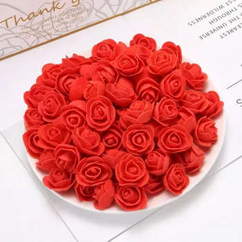 100pcs 3cm PE Skum Kunstig Blomst Dekorative Bamse Rose Buket Hjem Til Bryllup Blomster Dekoration Krans Falske Blomst f