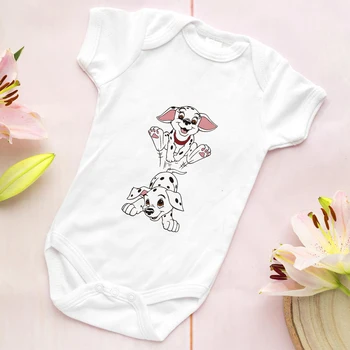 101 Dalmatians Spottet Dog Fashion Baby Sparkedragt Tegnefilm Harajuku Lille Barn Buksedragt Korte Ærmer Søde Spædbarn Bodyer