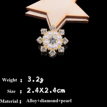 10STK/Masse 2,4 CM Legering Diamant Perle Snefnug Flatback Knapper Dekorationer Metal Diamant Perler, Knapper Til Tøj