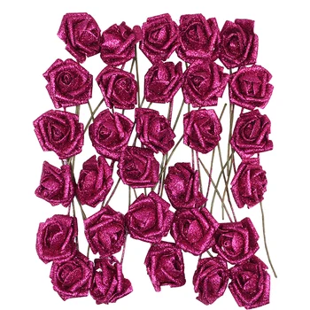 10stk 6,5 cm Glitter Guld, Sølv, Kunstig Blomst Bouquet Rose Falske Blomst DIY Blomster Krans Bryllup Blomst Arragement Indretning